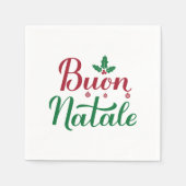Serviette En Papier Buon Natale Noël rouge et vert (Devant)
