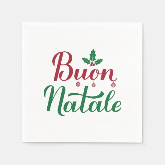 Serviette En Papier Buon Natale Noël rouge et vert (Devant)