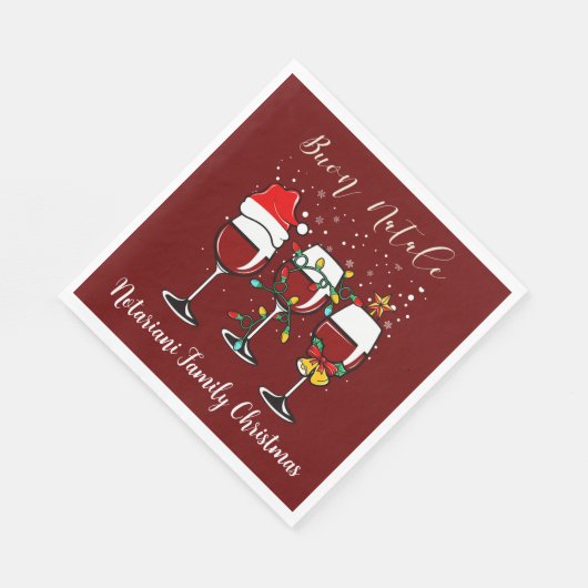 Serviette En Papier Buon Natale Vin Festif Verre italien Noël (Coin)