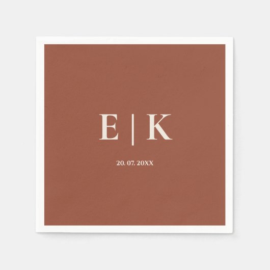 Serviette En Papier Burange Boho Terracotta Mariage rustique (Devant)