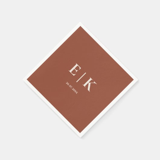 Serviette En Papier Burange Boho Terracotta Mariage rustique (Coin)