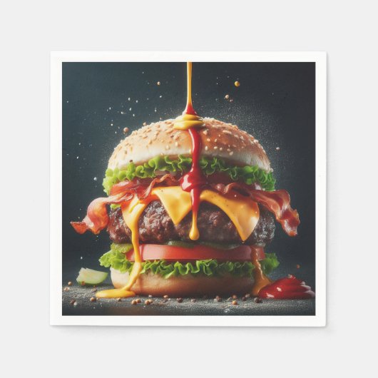 Serviette En Papier Burger avec sauce éclaboussante (Devant)