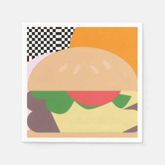 Serviette En Papier Burger Bold à carreaux rose orange noir