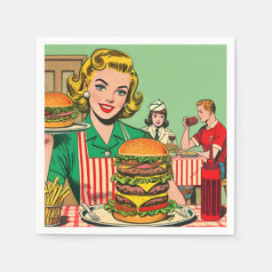 Serviette En Papier Burger Retro