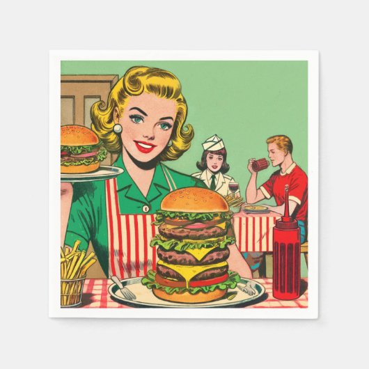 Serviette En Papier Burger Retro (Devant)