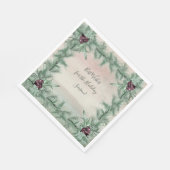Serviette En Papier Burgundy Berry Holly Pine Noël (Coin)