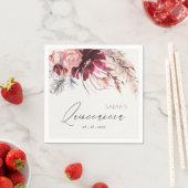 Serviette En Papier Burgundy Blush Floral Pampas Grass Quinceanera (En situation)