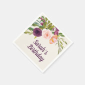 Serviette En Papier Burgundy Blush PInk Floral Custom Anniversaire (Coin)