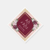 Serviette En Papier Burgundy Blush Pink Gold Floral Mr & Mrs Mariage (Coin)