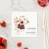 Serviette En Papier Burgundy Boho Fall Floral Photo Faire-part de mari (En situation)