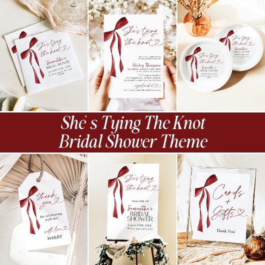 Serviette En Papier Burgundy Bow Elle Tying The Knot Fête des mariées