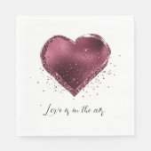 Serviette En Papier Burgundy Cherry Glitter Sparkle Heart Love  (Devant)