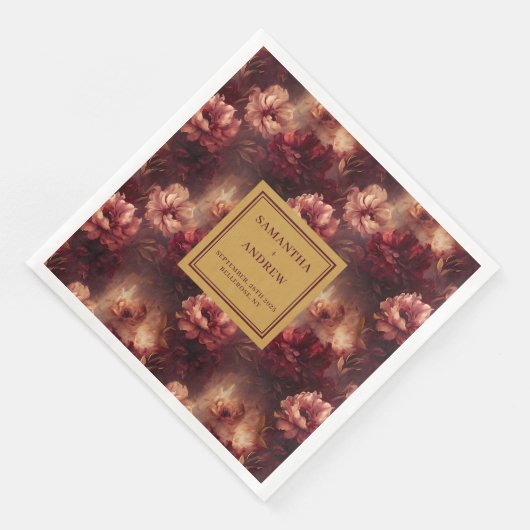 Serviette En Papier Burgundy classique Mariage dîners serviettes (Coin)