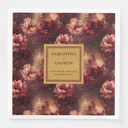 Serviette En Papier Burgundy classique Mariage dîners serviettes (Devant)