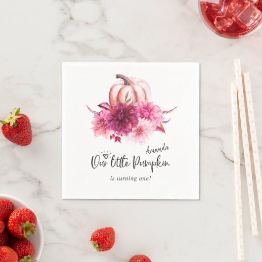 Serviette En Papier Burgundy et Blush Automne Automne Citrouille Anniv (En situation)
