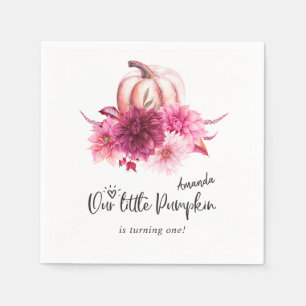 Serviette En Papier Burgundy et Blush Automne Automne Citrouille Anniv