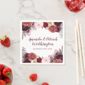 Serviette En Papier Burgundy Fall Marsala Blush Peony Mariage serviett (En situation)