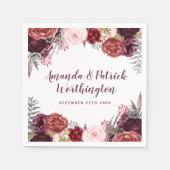 Serviette En Papier Burgundy Fall Marsala Blush Peony Mariage serviett (Devant)
