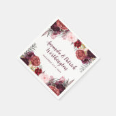Serviette En Papier Burgundy Fall Marsala Blush Peony Mariage serviett (Coin)