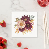 Serviette En Papier Burgundy Floral (En situation)