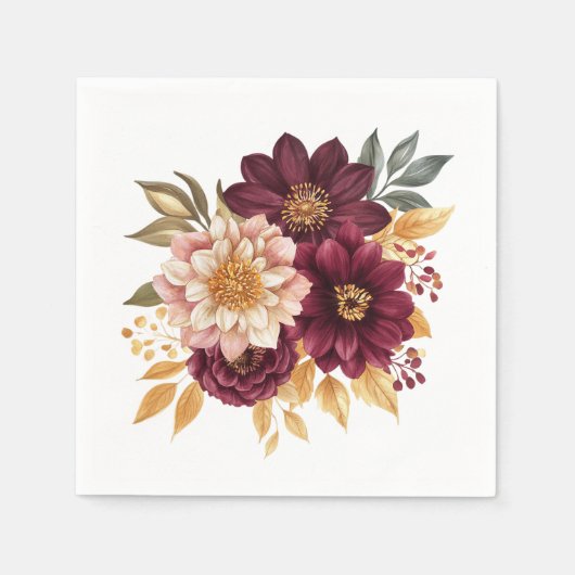 Serviette En Papier Burgundy Floral (Devant)