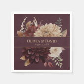 Serviette En Papier Burgundy Floral Gothic Personalized Wedding Napkin (Devant)