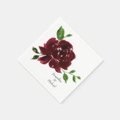 Serviette En Papier Burgundy Flower Custom Couple Names Mariage (Coin)