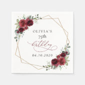 Serviette En Papier Burgundy Flowers, Red Flowers, Boho, Birthday (Devant)