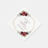 Serviette En Papier Burgundy Flowers, Red Flowers, Boho, Birthday (Coin)