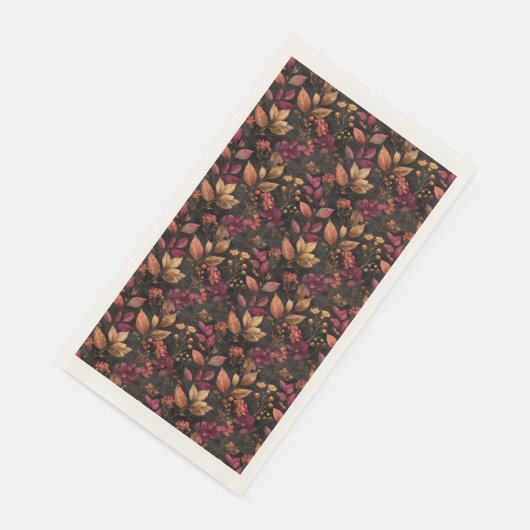 Serviette En Papier Burgundy Gold Black Aquarelle Botaniques Florales (Coin)
