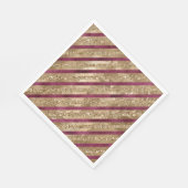 Serviette En Papier Burgundy Gold Parties scintillant Stripes (Coin)
