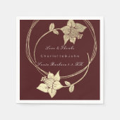 Serviette En Papier Burgundy Maroon Gold Floral Event Mariage (Devant)