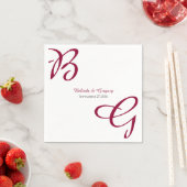 Serviette En Papier Burgundy Maroon Initiales Mariage de automne d'aut (En situation)