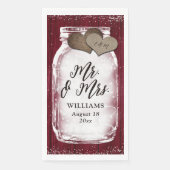 Serviette En Papier Burgundy Mason Jar Barn Wood Mr & Mrs Mariage (Devant)