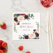 Serviette En Papier Burgundy Navy Blue Blush Fleurs Mariage (En situation)