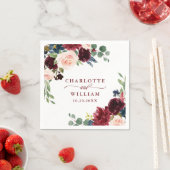 Serviette En Papier Burgundy Navy Blue Blush Floral Rustic Mariage (En situation)