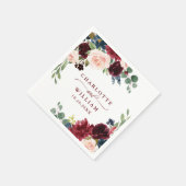 Serviette En Papier Burgundy Navy Blue Blush Floral Rustic Mariage (Coin)