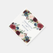 Serviette En Papier Burgundy Navy Blue Blush Floral Rustic Mariage (Coin)