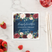 Serviette En Papier Burgundy Navy Blue Blush Floral Rustic Mariage (En situation)