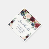 Serviette En Papier Burgundy Navy Blue Blush Floral Rustic Party (Coin)