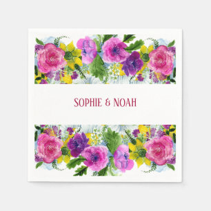 Serviette En Papier Burgundy pink Floral Garland Rescheduled Wedding