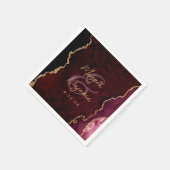 Serviette En Papier Burgundy Red Agate Gold Script Mariage (Coin)