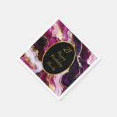 Serviette En Papier Burgundy Red and Gold Marble Agate Birthday Party (Coin)