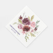 Serviette En Papier Burgundy Red Navy Blue Floral Mariage (Coin)