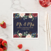 Serviette En Papier Burgundy Red Navy Floral Russe Boho Papier Napkin (En situation)