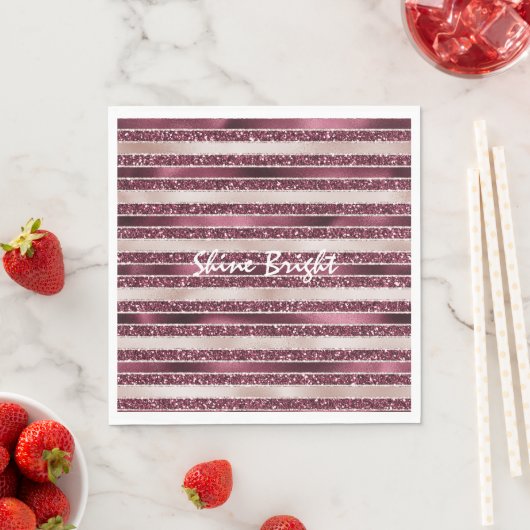 Serviette En Papier Burgundy Rouge Rose Rose Gold Parties scintillant (En situation)
