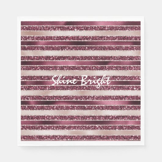 Serviette En Papier Burgundy Rouge Rose Rose Gold Parties scintillant  (Devant)