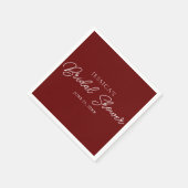 Serviette En Papier Burgundy Script Fête des mariées simple serviettes (Coin)