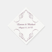 Serviette En Papier Burgundy Swirl Bordure Mariage personnalisé (Coin)
