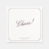 Serviette En Papier Burgundy Wedding Napkins Cheers (Devant)